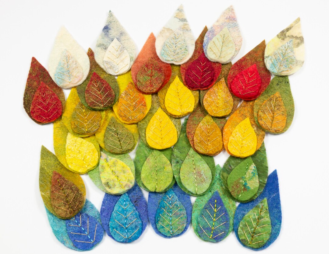 5pcset of 5 Felted Patcheswoolhand Felted Leaves Etsy