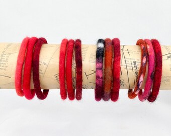 3pcs-SET of 3 BANGLES - Hand felted bangle bracelet