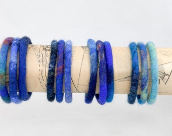 3pcs-SET of 3 BANGLES - Hand felted bangle bracelet