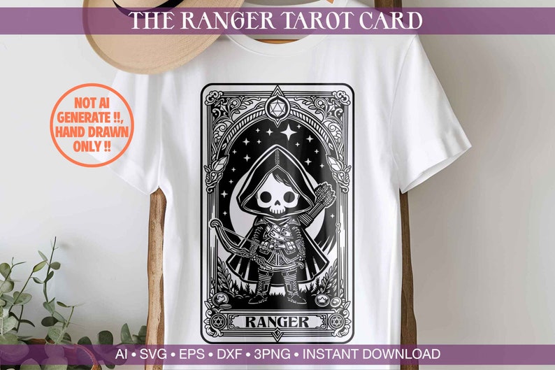 Dnd Ranger Class SVG, Skeleton Tarot Card Digital Art, Gothic Fantasy ...