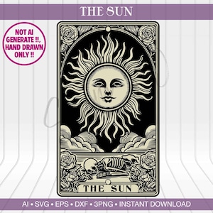 De Sun Tarot Card png ai eps dxf svg ∞ Witchie tarotkaarten ∞ indie tarotkaarten ∞ Geïnspireerde tarotkaarten ∞ Digitale Download ∞ Tarot svg