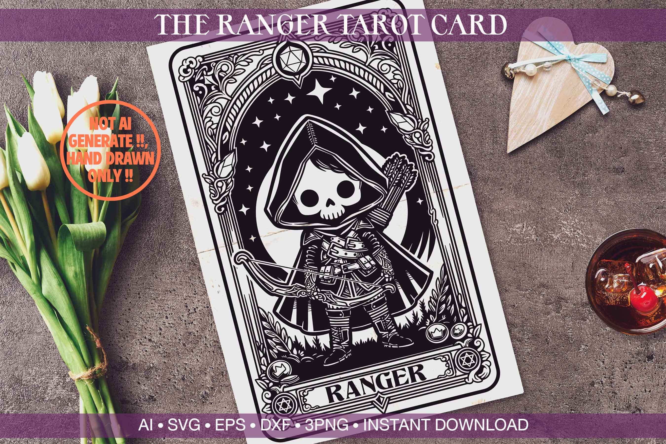 Dnd Ranger Class SVG, Skeleton Tarot Card Digital Art, Gothic Fantasy ...