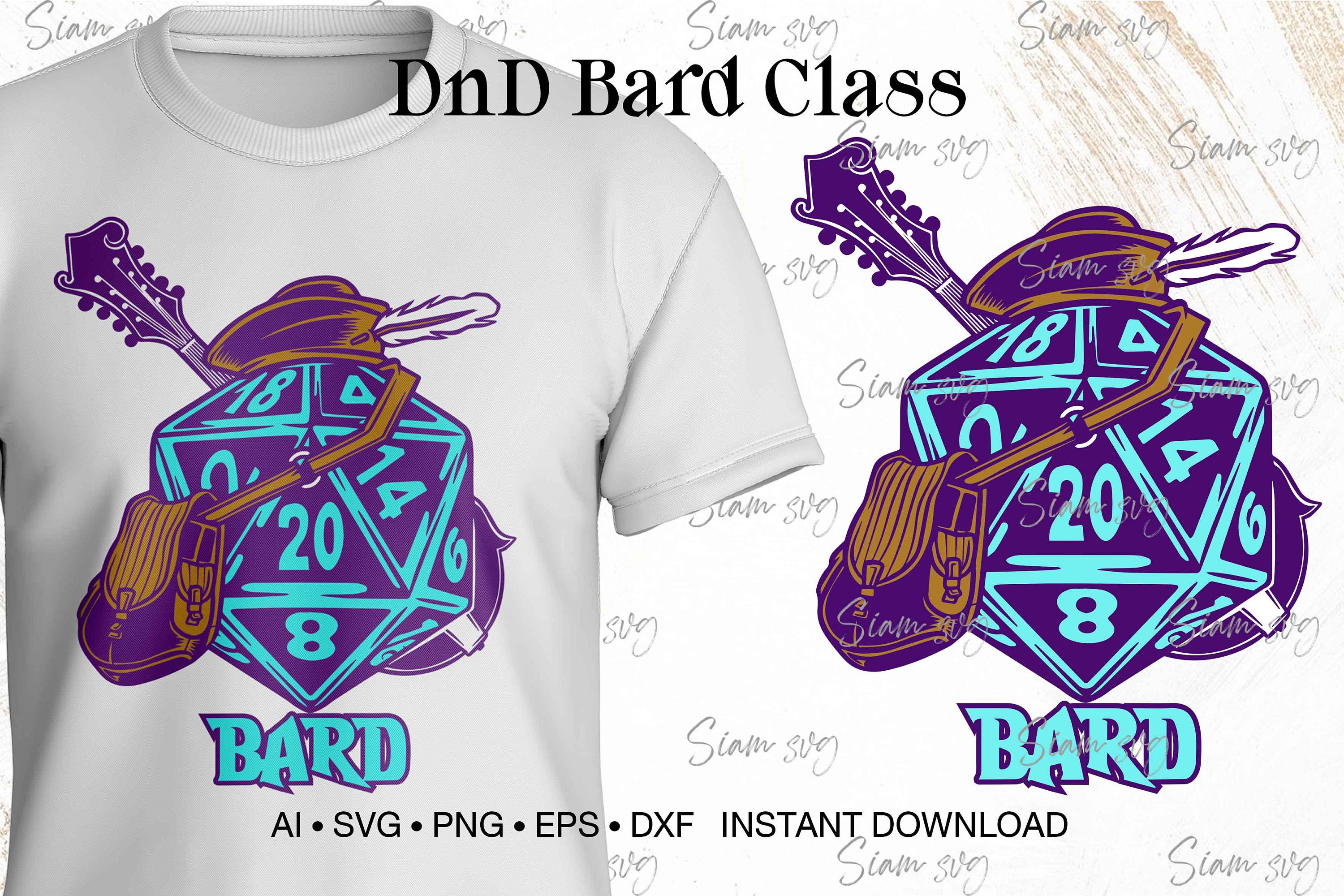 Dnd Bard Emblem SVG PNG, RPG Dice Gaming Design for Gamer (digital ...