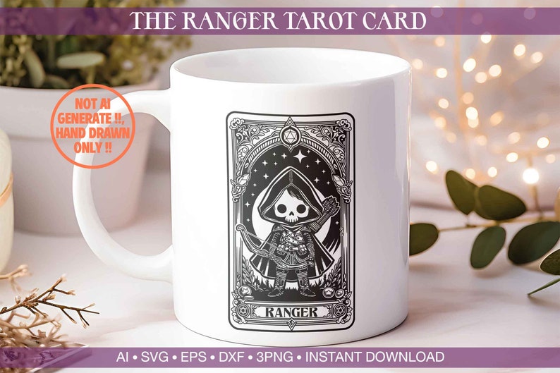 Dnd Ranger Class SVG, Skeleton Tarot Card Digital Art, Gothic Fantasy ...