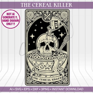 A carta de tarô do assassino de cereais png ai eps dxf svg ∞ Cartas de tarô Witchie ∞ cartas de tarô indie ∞ Cartas de tarô inspiradas ∞ Download digital