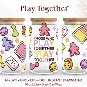 Play Together svg ∞ Libbey Glass 16oz ∞ Beer Can Glass svg ∞ Board game svg ∞ RPG game svg ∞ DnD game svg ∞ Game svg ∞ Gamer svg ∞ seamless