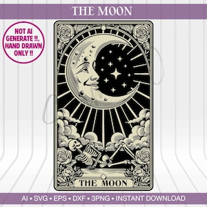 The Moon Tarot Card png ai eps dxf svg ∞ Witchie-Tarotkarten ∞ Indie-Tarotkarten ∞ Inspirierte Tarotkarten ∞ Digitaler Download ∞ Tarot svg