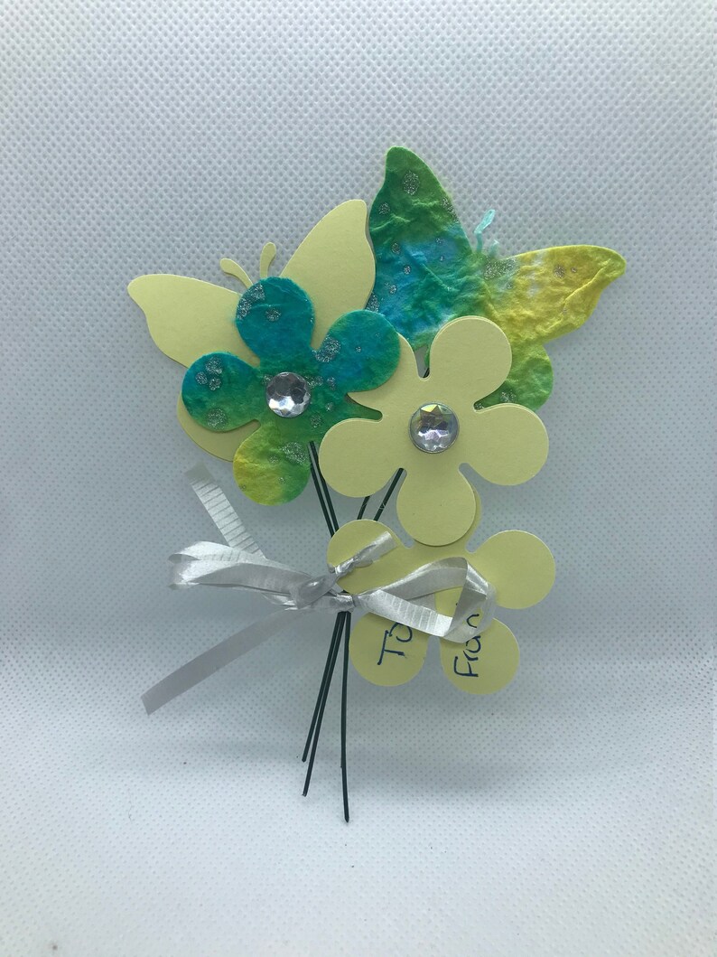 4 Gift Tags Flowers and Butterflies