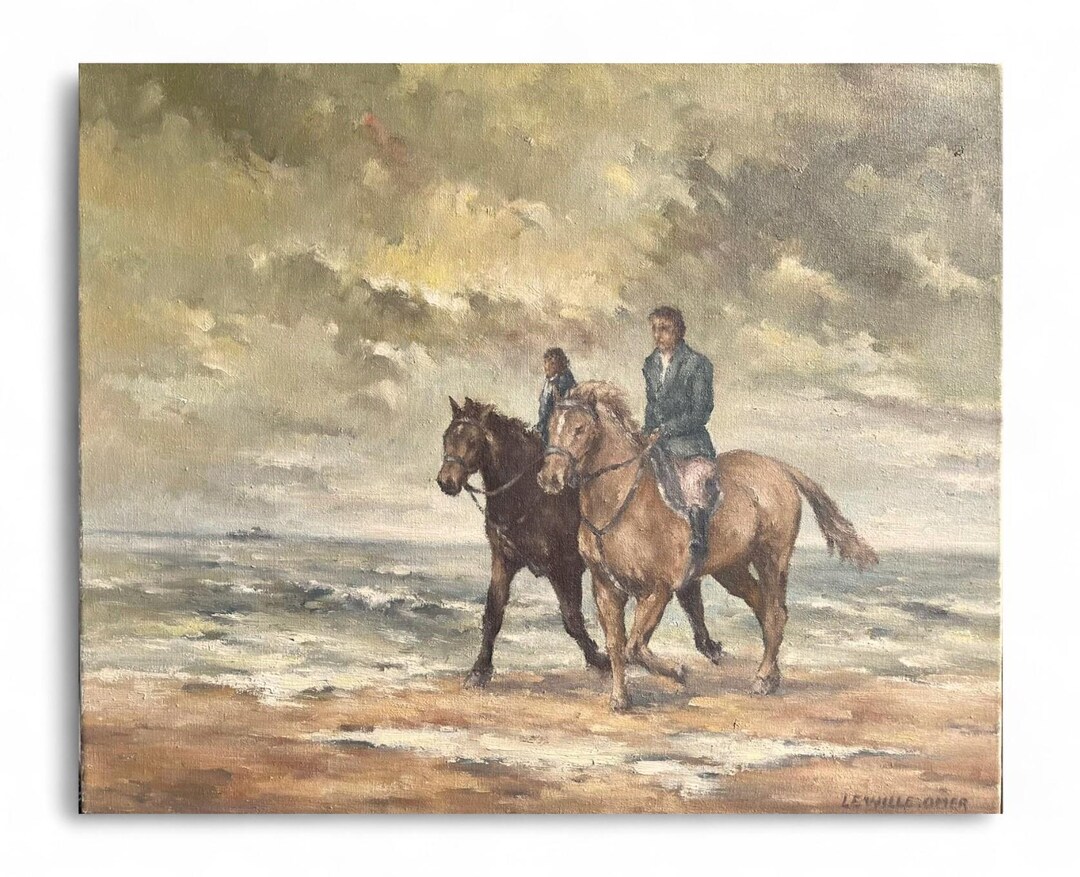 Vintage Painting Riders by the Sea, Sky and Sea Beautiful Painting - Etsy