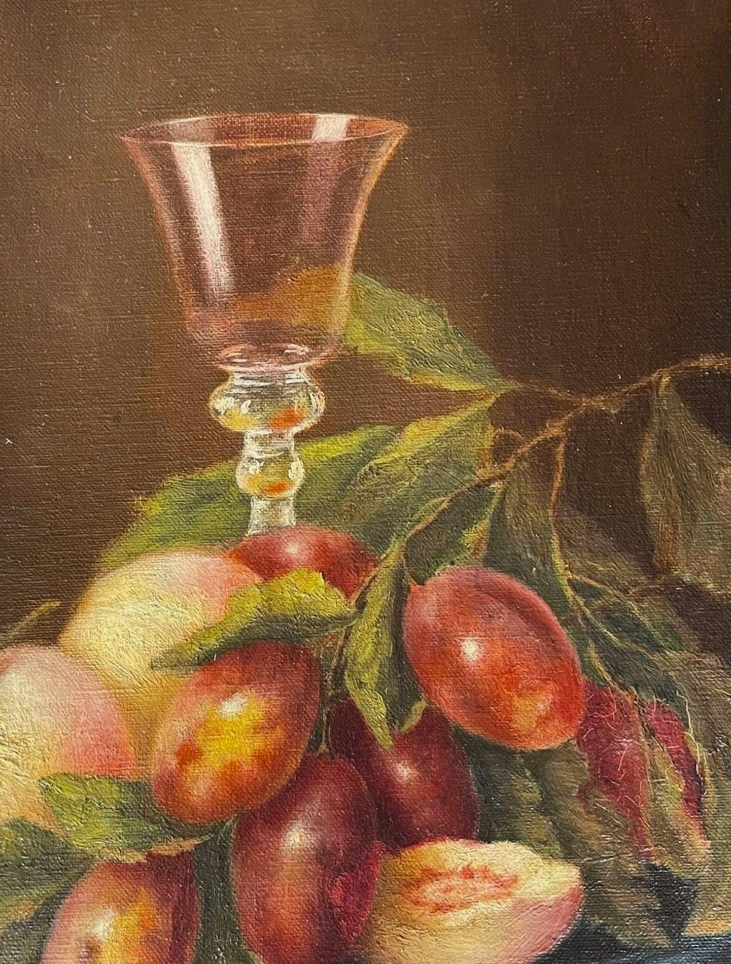 Beautiful Still Life of Fruit and Glass – Vintage Oil Painting - Etsy