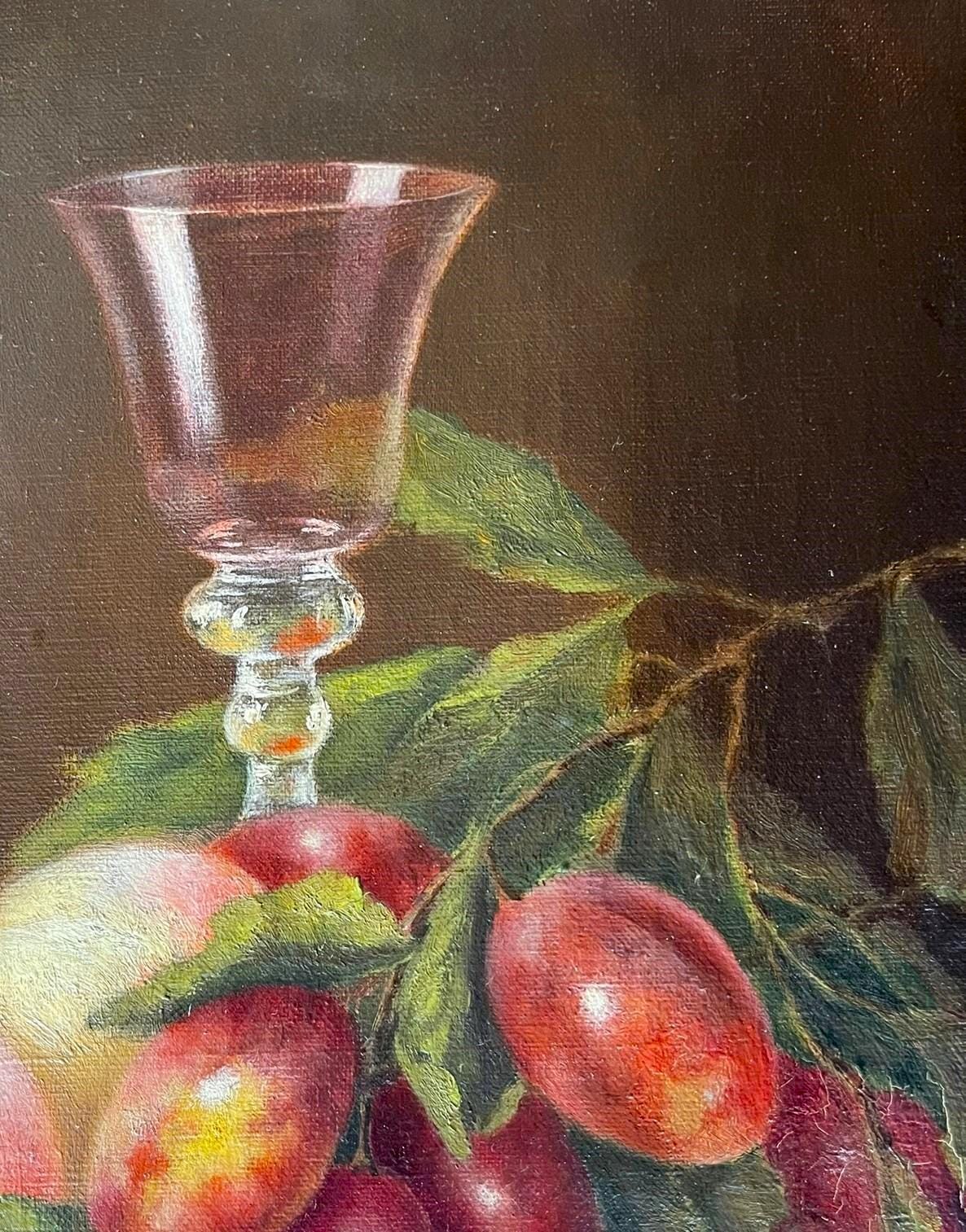 Beautiful Still Life of Fruit and Glass – Vintage Oil Painting - Etsy