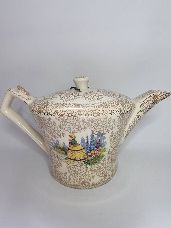 Vintage Sadler Crinoline Lady Teapot With Tea Strainer Etsy
