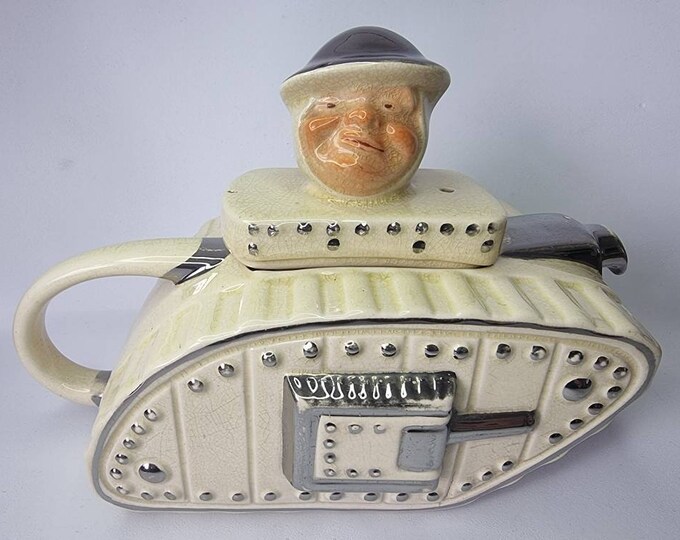 Rare Sadler WW1 Old Bill Tank Teapot Mark V British Tank Winston