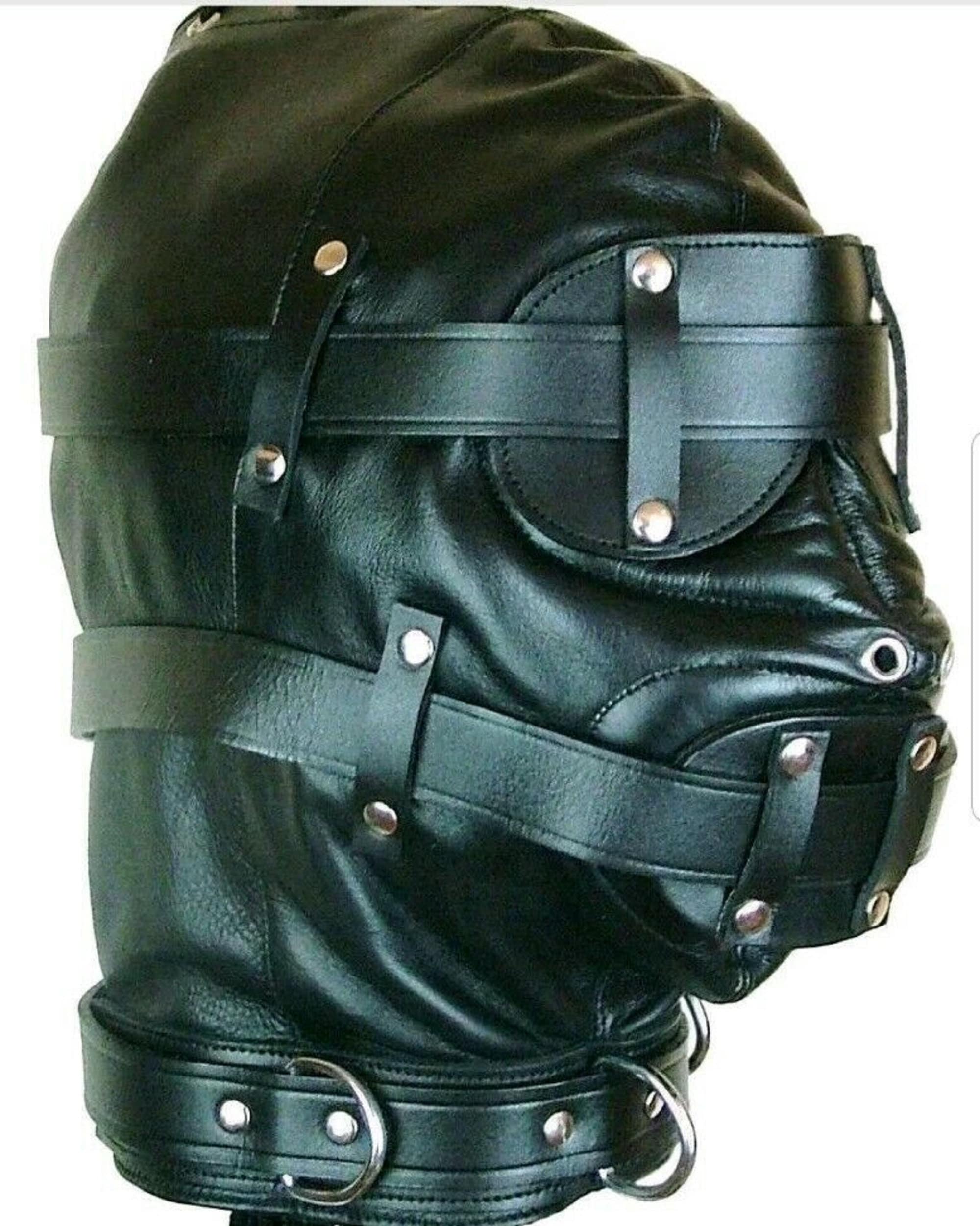 100 Real Leather Adult GIMP RolePlay Mask Bondage Hood Mouth Etsy