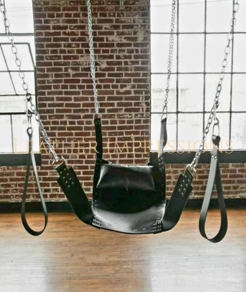 100% Genuine leather swing| gay sex sling| 4mm thick leather sling with 2 stirrups/leg loops| Hanging sling| BDSM Gear| Fetish Gifts for Him 