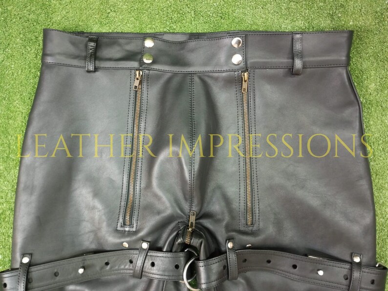 Leather Pants Men Leather Pant Double Zips Pants Jeans Etsy