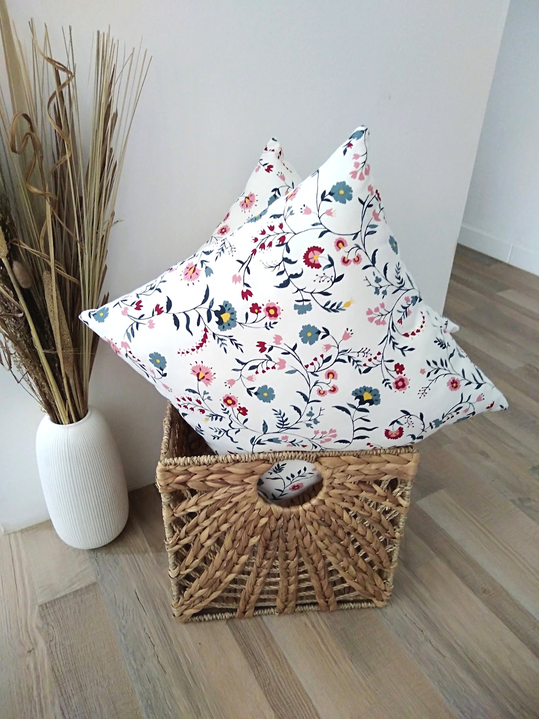 Fleurs - Coussin Imprimé Fleurs Des Champs/Coton/40x40 cm/Home/Décoration Intérieur