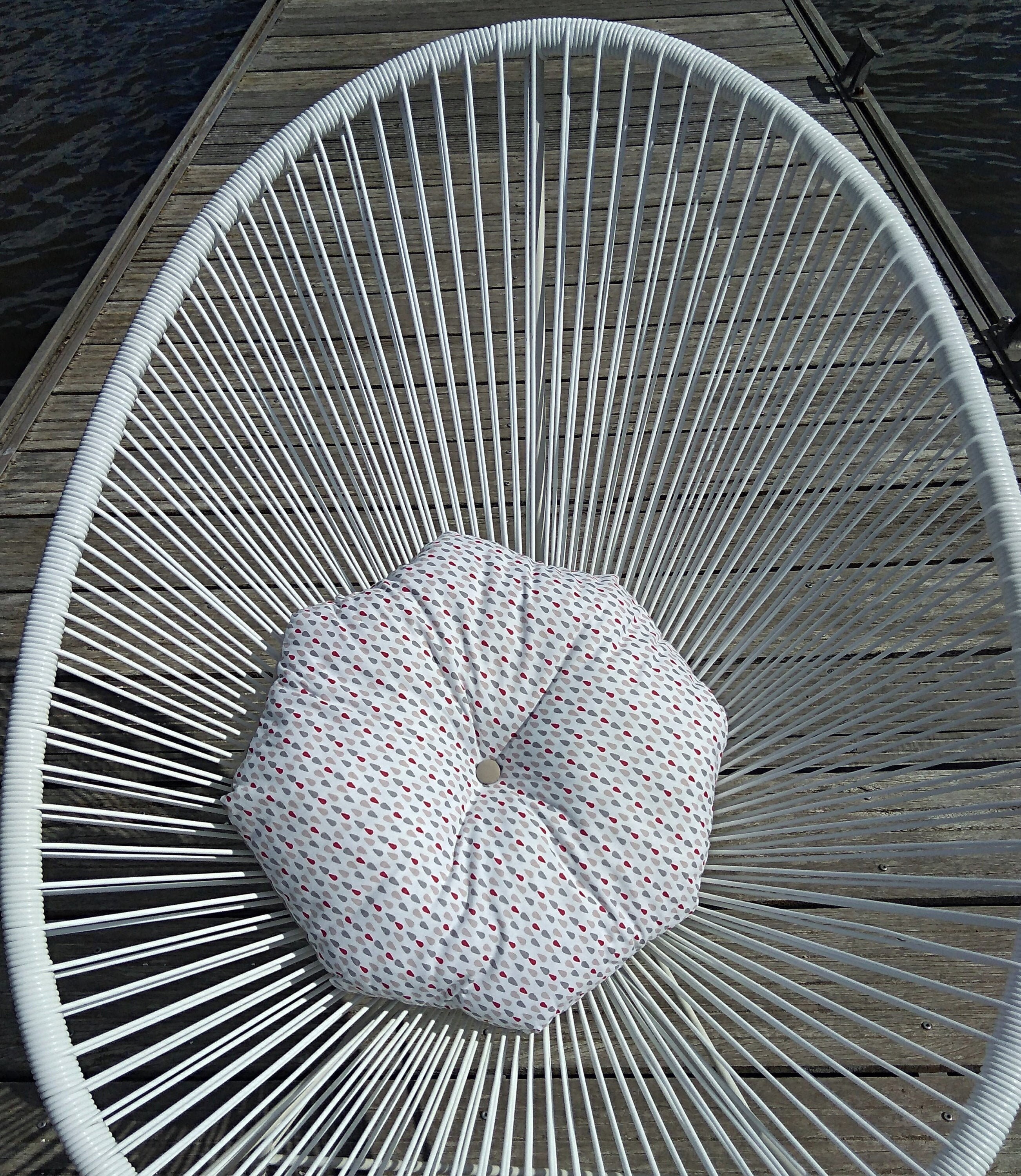 Coussin Octogonal Réversible Imprimé Gouttes et Taupe/Coton/Décoration Intérieur