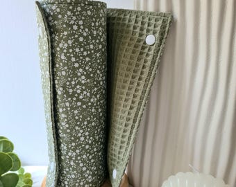 Essuie-tout lavable en nid d'abeille oeko-tex vert sauge | Rouleau 5 feuilles | coton Fleurs de laurier | Cuisine écologique