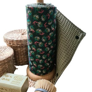 Toalhas de papel laváveis e reutilizáveis Olive Honeycomb - Ombilo Emerald - Rolo de 5 folhas