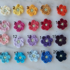 Lot of small cotton crochet flowers free choice between 20 colors image 2