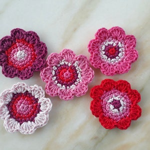 Set of 5 large 6 cm cotton crochet flowers 2