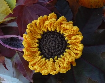 Tournesol - applique au crochet en coton