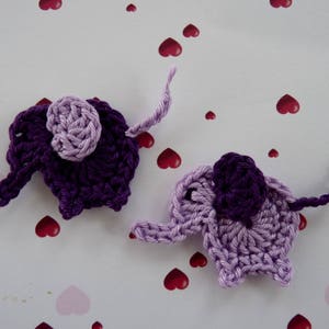 2 small blue, gray or purple elephants crochet applies image 4