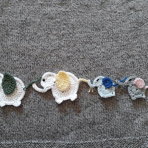 2 small blue, gray or purple elephants crochet applies image 5