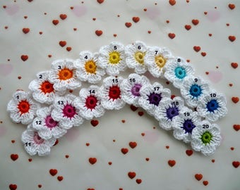 fleurs au crochet en coton - libre choix de couleurs