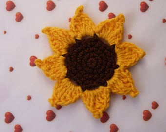 Grande fiore di girasole - applique all'uncinetto