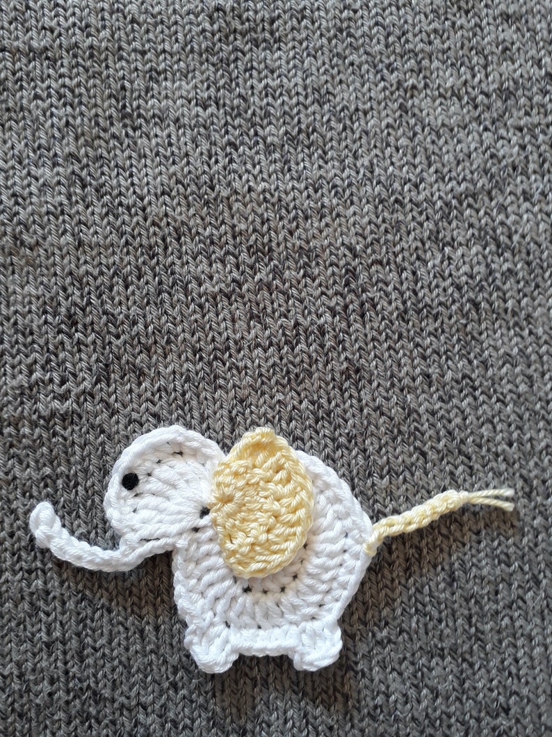 2 small blue, gray or purple elephants crochet applies image 7
