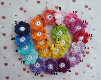 Fleurs au crochet en coton - libre choix de couleurs