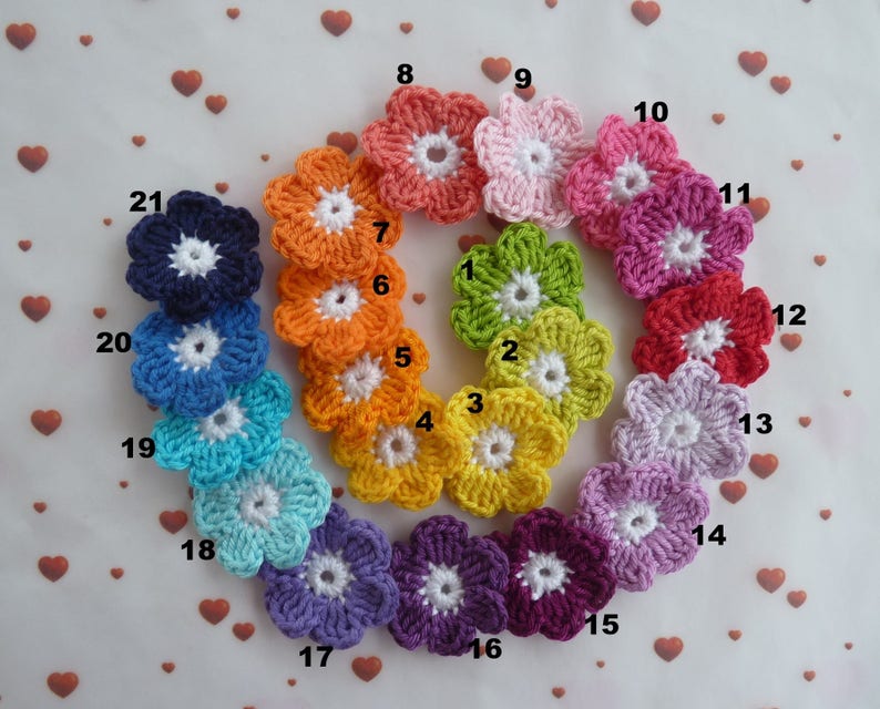 Cotton crochet flowers free choice of colors image 1