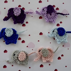 2 small blue, gray or purple elephants - crochet applies