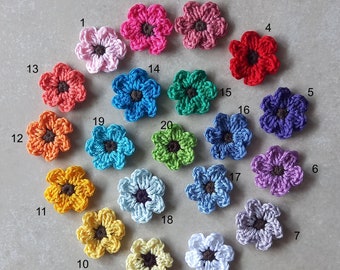 Lot of small cotton crochet flowers - free choice between 20 colors