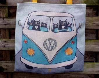 Tote bag Volkswagen COMBI BUS van handmade