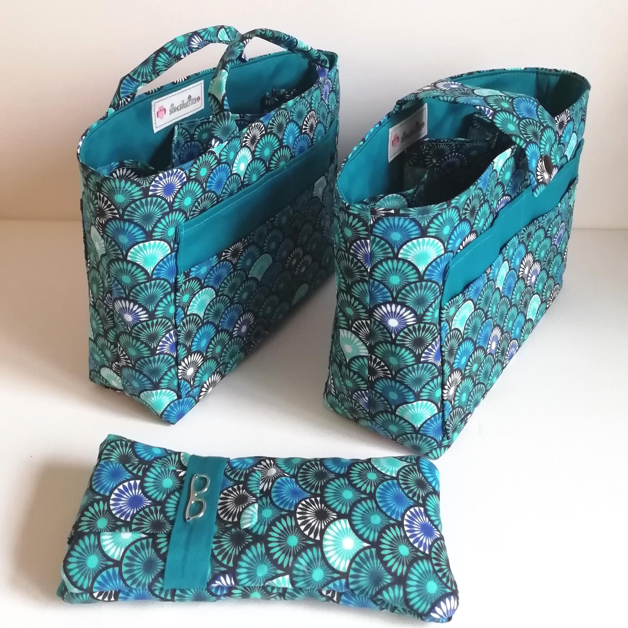 Sac Fourre-tout Caddy Rangement E-WEICHEN - Violet/Gris Fleuri - Organisateur Polyester