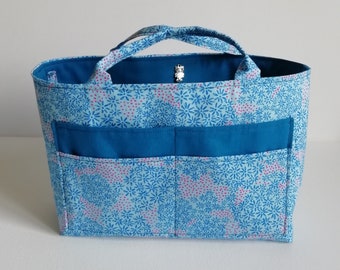 Organiseur de sac bleu fleuri