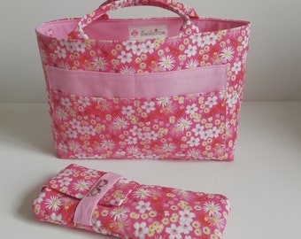 Organiseur fleuri rose printemps - Organisateur sac - Rangement sac à main