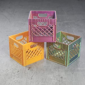 Miniature Milk Crate, 3D Print STL File, Stackable Mini Milk Crate, 3D Print for Office, Office Gift, Organizer, 3D Digital Instant Download