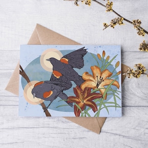 Illustrierte Postkarten, Kunstdrucke, Natur Kunst, Botanisches Design, Tier und Blumen Grußkarten