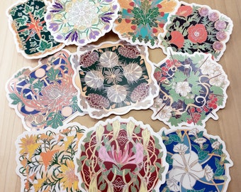 Seeking Glass Rosette Vinyl Stickers, Botanical Plants and Flowers Stickers