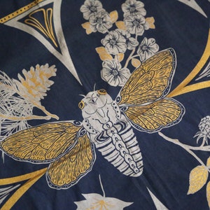 Seasonal Cicada Blue and Gold Altar or Tarot Reading Cloth
