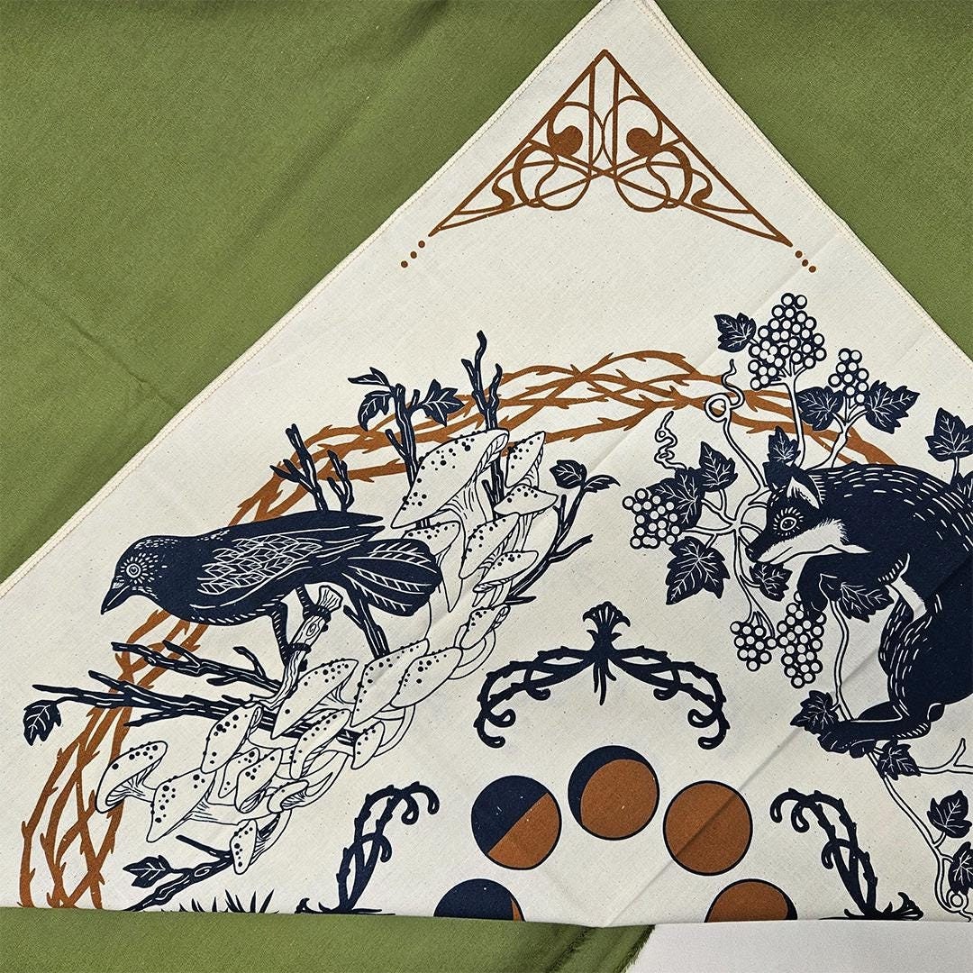 Seasons & Cycles Moon Phase Printed Altar or Tarot Reading Cloth