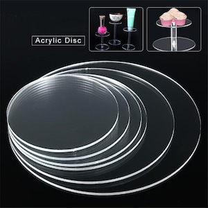 2pcs Round Acrylic Cake Disc Cast Plexiglass Panel Transparent Plastic  Plexi Glass Board for Signs DIY Display Projects Craft