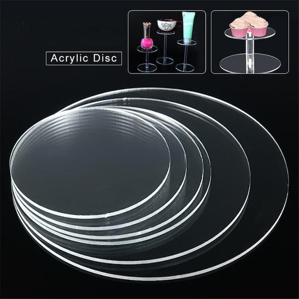 Disco acrílico cortado con láser con círculos de plástico transparente Perspex - Tamaños personalizados - 5 mm de espesor