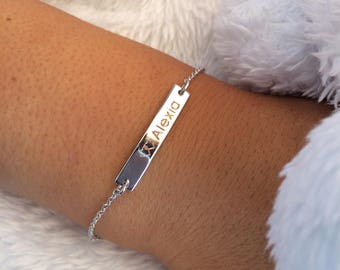 Silver Bar Bracelet, Minimalist Bracelet, Skinny Bar Bracelet, Nameplate Bracelet, Personalized Bar Bracelet, Dainty Bracelet, Gift for Her