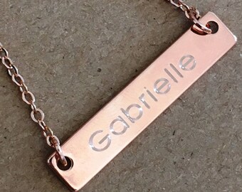 Rose Gold Bar Necklace, Engraved Bar Necklace, Name Bar Necklace, Gift for Her, Custom Bar Necklace, Rose Gold Necklace, Gift for Her