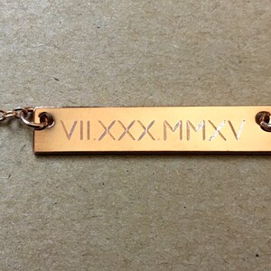 Roman Numeral Necklace Rose Gold Bar Necklace, Personalize Bar Necklace, Date Bar Necklace, Bridesmaid Gift, Gift for Her, Wedding Date image 1